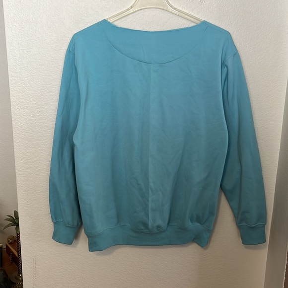🩵🌊OVERSIZED OCEANSIDE BEACH SWEATSHIRT TURQUOISE BLUE SZ L NWOT EXCELLENT COND - Picture 5 of 7